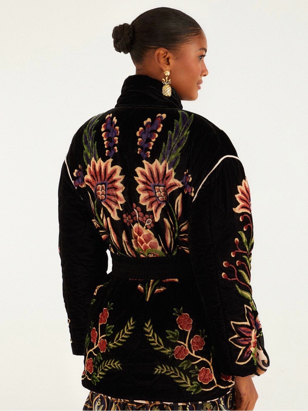 Farm Rio Black Floral Reversible Coat - Picture 2 of 5